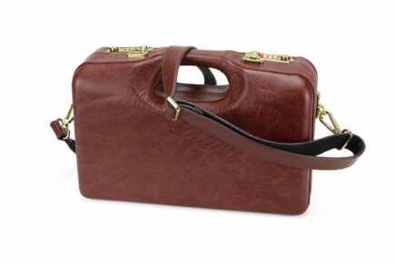 Negrini 6 Box Leather Shotshell Travel Case - 21150PL/6111-TRAC - strap