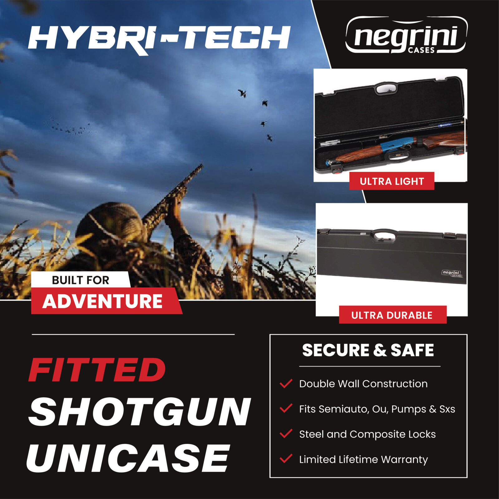 Negrini Hybri-Tech Fitted Shotgun Cases