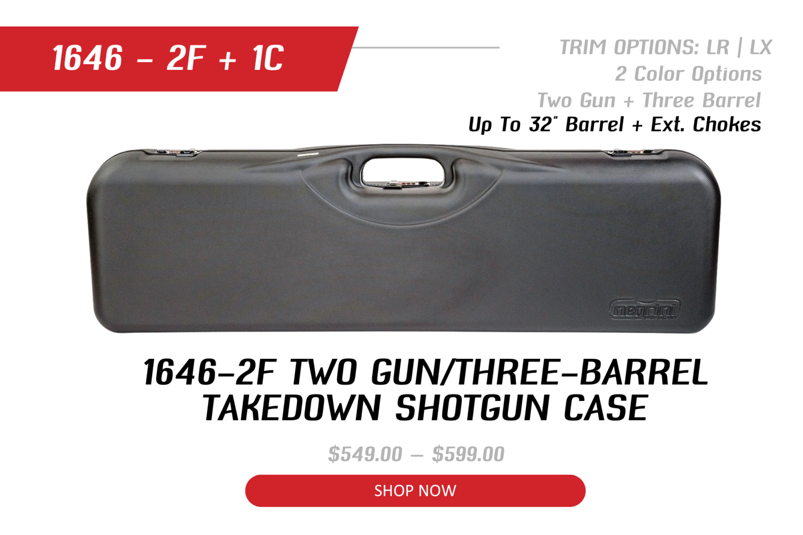 Negrini 1646-2F Two-Gun Three-Barrel Takedown Shotgun Case