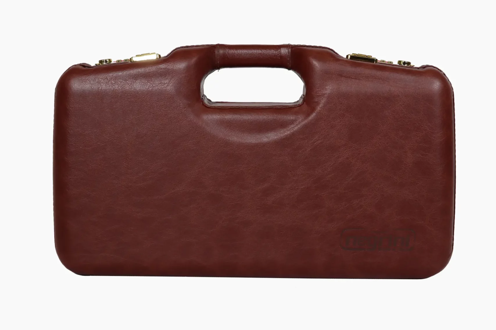 2018SPL-WOOD/5386: Handgun Hard Case with Luxury Italian Leather for 1 Handgun + 2 Mags + Accessories